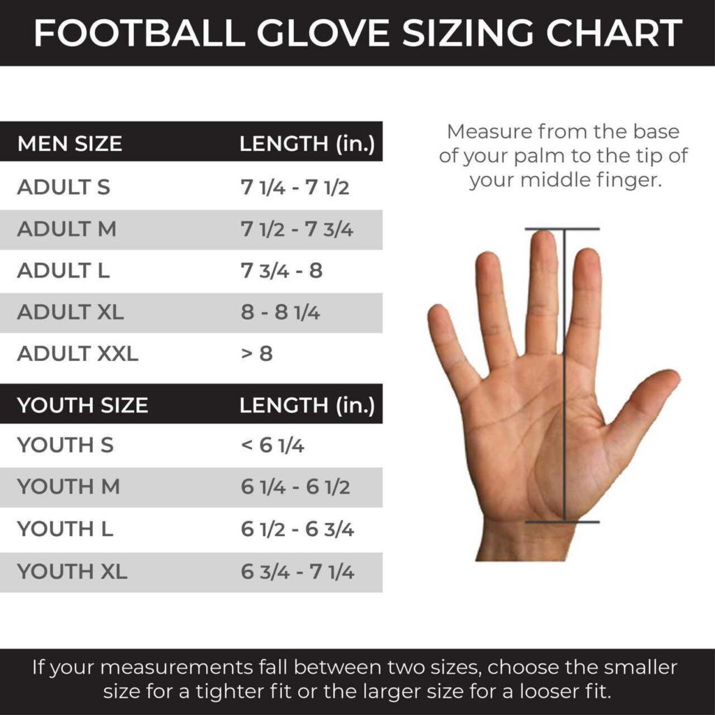 Football Glove Sizing Chart