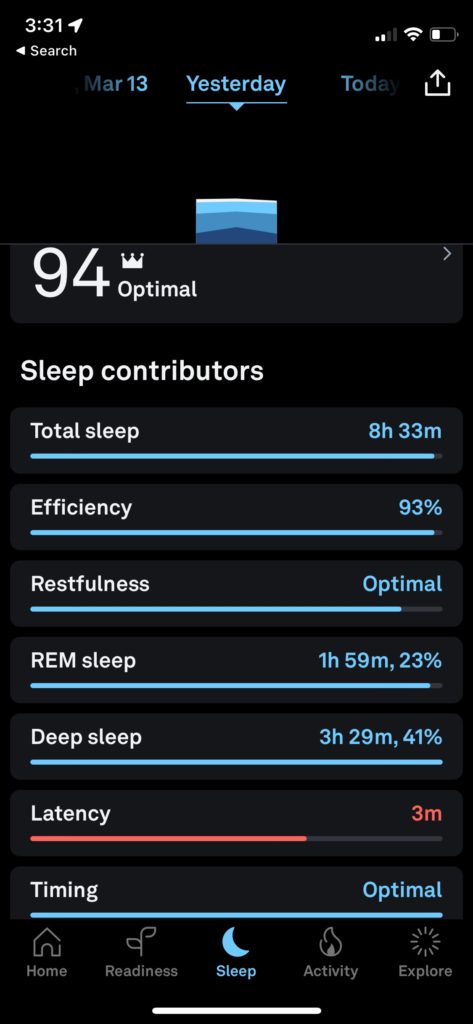 Oura Ring Sleep Score