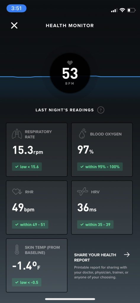 whoop band blood oxygen score app picture