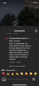 Instagram Comment on restricted area strategy