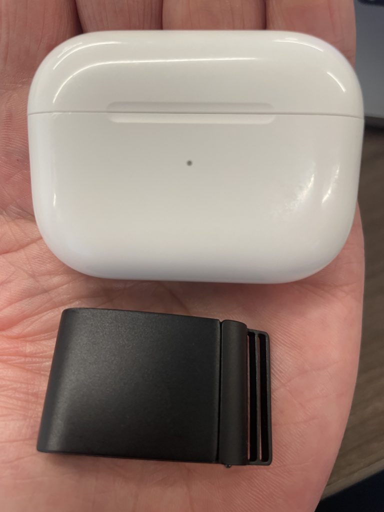 Whoop device size compared to airpod case