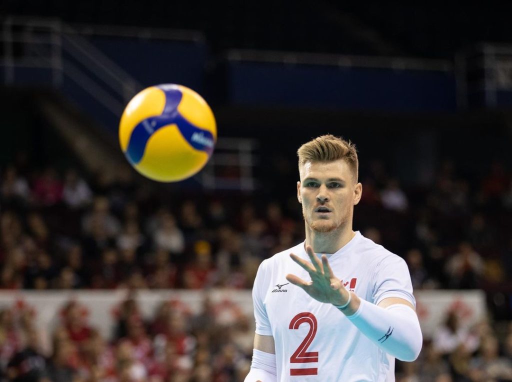 Canadian National mens volleyball player in sleeves